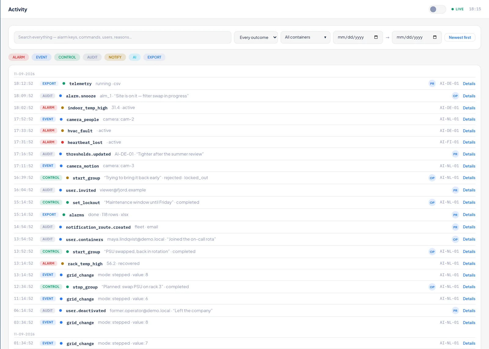 Activity feed