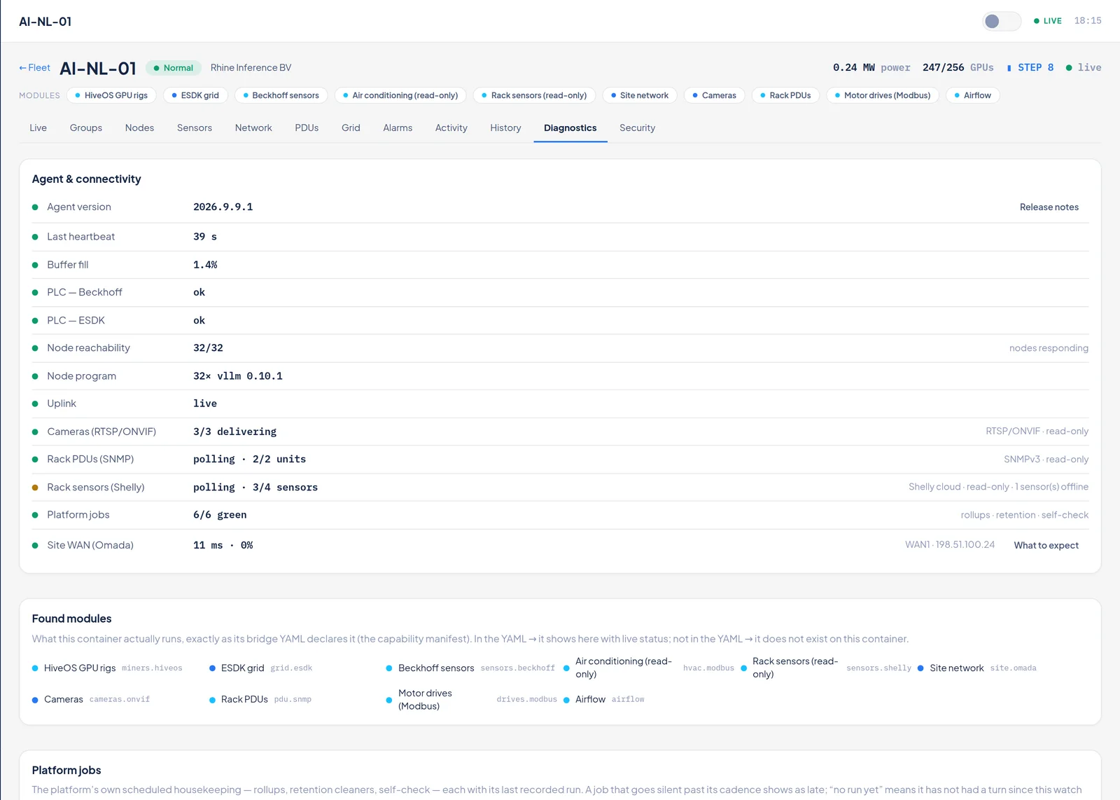 Diagnostics tab